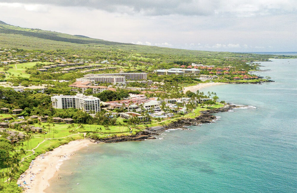 Maui drone view of hotel