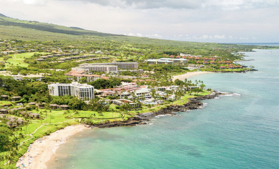 Maui drone view of hotel